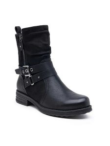 Foreverfolie Botki w kolorze czarnym rozmiar: 36. Czarne botki Foreverfolie, bez wzorów, bez obcasa, bez zapięcia. Za 120,93 zł.