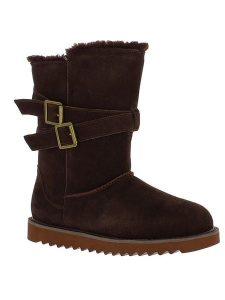 Gooce Skórzane kozaki zimowe "Huntspill Waterproof" w kolorze ciemnobrązowym rozmiar: 40. Brązowe kozaki Gooce, na zimę, bez wzorów, z materiału, bez obcasa, bez zapięcia. Za 304,99 zł.