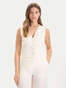 Guess Kamizelka W5YH51 WH5N2 Écru Regular Fit. Kamizelki Guess, xxl, z aplikacjami, z wiskozy, bez kołnierzyka, bez ramiączek, bez kaptura. Za 259,99 zł.