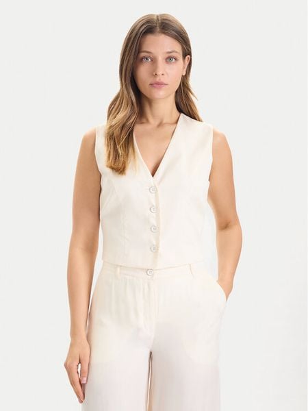 Guess Kamizelka W5YH51 WH5N2 Écru Regular Fit. Kamizelki Guess, xxl, z aplikacjami, z wiskozy, bez kołnierzyka, bez ramiączek, bez kaptura. Za 229,99 zł.