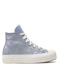 Converse Trampki Chuck Taylor All Star Lift Platform Suede Shimmer Hi A11549C Fioletowy. Fioletowe trampki Converse, bez wzorów, ze skóry, bez zapięcia. Za 349,99 zł.