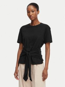 Tommy Hilfiger T-Shirt WW0WW49256 Czarny Relaxed Fit. Czarne t-shirty TOMMY HILFIGER, s, bez wzorów, z bawełny, bez kołnierzyka, bez ramiączek. Za 289,99 zł.