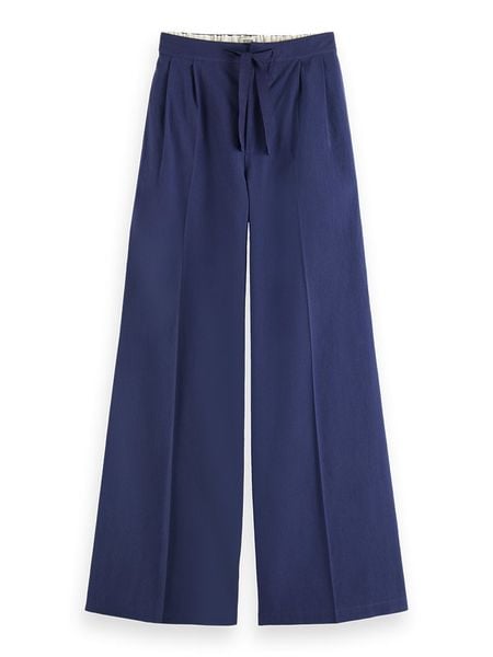 Scotch & Soda Spodnie w kolorze niebieskim rozmiar: L/L32. Niebieskie spodnie z wysokim stanem Scotch & Soda, bez wzorów, z bawełny, z podwyższonym stanem. Za 239,86 zł.