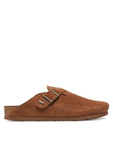 Skechers Klapki Arch Fit Granola-Happy Friday 158830/CSNT Brązowy. Brązowe klapki Skechers, bez wzorów, ze skóry, bez obcasa. Za 209,99 zł.
