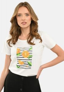 T-shirt z nadrukiem T-VALERY. Białe t-shirty Volcano, xxl, bez wzorów, z bawełny, bez kołnierzyka, bez ramiączek. Za 54,99 zł.