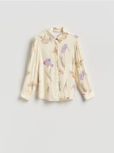 Wiskozowa koszula w kwiaty - wielobarwny. Koszule Reserved, l, bez wzorów, z wiskozy, bez kołnierzyka, bez ramiączek. Za 129,99 zł.