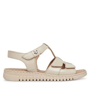 Sandały Caprice. Białe sandały Caprice, bez wzorów, bez obcasa, na płaskiej podeszwie, bez zapięcia. Za 289,99 zł.