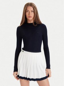 Lacoste Sweter AF4189 Granatowy Slim Fit. Niebieskie swetry klasyczne Lacoste, z wełny, bez kołnierzyka. Za 579,99 zł.