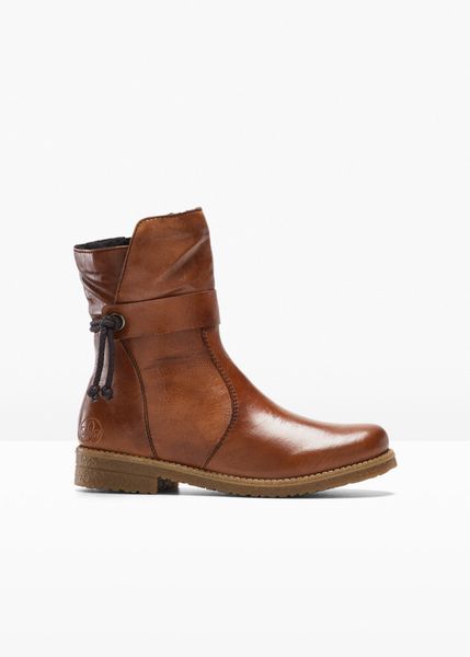 Botki marki Rieker. Brązowe botki bonprix, na zimę, bez wzorów, bez obcasa, bez zapięcia. Za 329,99 zł.