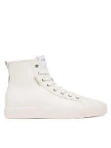 Calvin Klein Trampki Vulc Lace Up Hightop Lth HW0HW03076 Biały. Białe trampki Calvin Klein, bez wzorów, ze skóry, bez zapięcia. Za 409,99 zł.