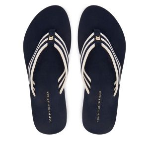 Japonki Tommy Hilfiger. Niebieskie klapki TOMMY HILFIGER, bez wzorów, bez obcasa. Za 189,99 zł.