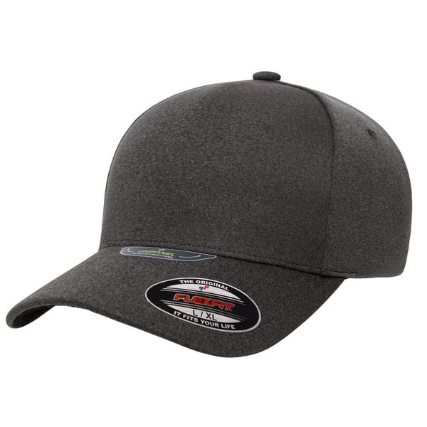 Czapka Z Daszkiem 110 Unipanel Melange. Szare czapki FLEXFIT, bez wzorów, z elastanu. Za 92,99 zł.
