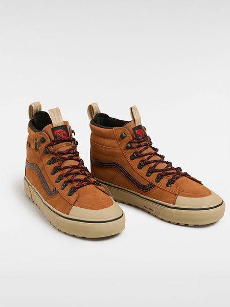 Vans Skórzane sneakersy "Sk8-Hi" w kolorze jasnobrązowym rozmiar: 40,5. Brązowe trampki Vans, bez wzorów, z materiału, za kostkę, bez zapięcia. Za 261,67 zł.