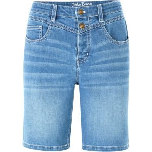 Bermudy dżinsowe ze stretchem. Niebieskie jeansy bonprix, bez wzorów, z jeansu. Za 122,99 zł.