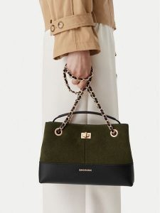 GINO ROSSI Torebka EO-LA370-5920 Khaki. Brązowe torebki klasyczne Gino Rossi, bez wzorów, ze skóry, bez dodatków. Za 399,99 zł.