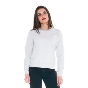 Bluza z bawełna z ściągacze na co dzień na siłownię. Białe bluzy LEONE 1947 APPAREL, bez wzorów, z bawełny, bez kaptura. Za 151,56 zł.