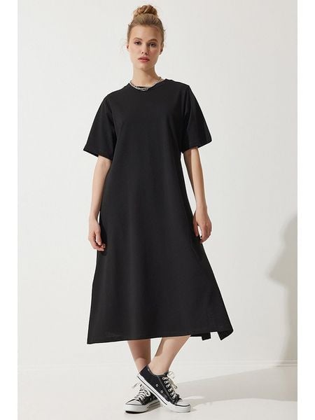 Happiness Istanbul Sukienka w kolorze czarnym rozmiar: 36. Czarne sukienki Happiness Istanbul, bez wzorów, bez kołnierzyka, bez ramiączek, midi. Za 74,63 zł.