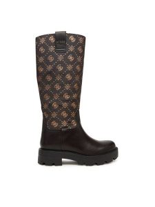 Guess Kozaki FLFYNN FAL11 Brązowy. Brązowe kozaki Guess, z aplikacjami, z materiału, bez obcasa, na płaskiej podeszwie, bez zapięcia. Za 749,99 zł.