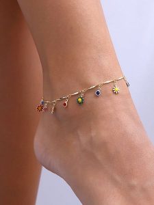 Luja Bijoux Pozłacana bransoletka z elementami ozdobnymi na kostkę rozmiar: onesize. Żółte bransoletki Luja Bijoux, z kryształem, pozłacane. Za 67,95 zł.