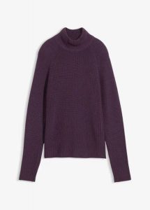 Sweter z prążkowanej dzianiny z czystej bawełny organicznej. Czarne swetry klasyczne bonprix, z bawełny, bez kołnierzyka. Za 104,99 zł.