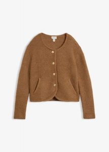 Sweter rozpinany o luźnym kroju. Czerwone kardigany bonprix, bez kołnierzyka. Za 169,99 zł.