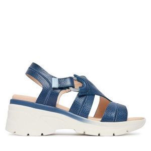 Sandały Hispanitas. Niebieskie sandały Hispanitas, bez wzorów, bez obcasa, na płaskiej podeszwie, bez zapięcia. Za 589,99 zł.