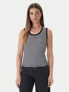 Tommy Jeans Top Essential DW0DW20673 Czarny Regular Fit. Czarne topy Tommy Jeans, l, bez wzorów, z bawełny, bez kołnierzyka, bez ramiączek. Za 129,99 zł.