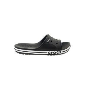 Klasyczne klapki Crocs Bayaband Slide. Czarne klapki Crocs, bez wzorów, bez obcasa. Za 120,99 zł.