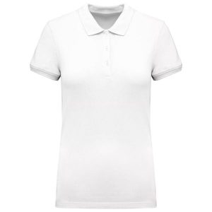 Damska koszulka polo pique Kariban. Białe bluzki KARIBAN, bez wzorów, z bawełny, bez kołnierzyka, bez ramiączek. Za 199,00 zł.