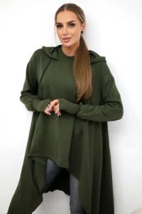 Bluza rozkloszowana u dołu khaki. Brązowe bluzy KESI, l, bez wzorów, z bawełny, z kapturem. Za 238,37 zł.