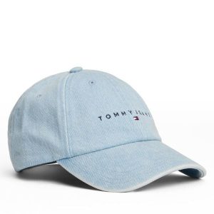 Czapka z daszkiem Tommy Jeans. Niebieskie czapki Tommy Jeans, bez wzorów, z denimu. Za 119,99 zł.