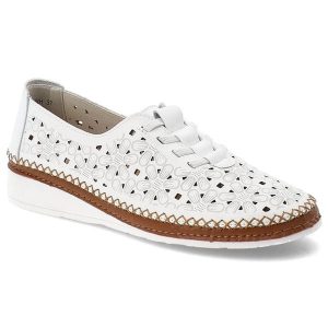 Półbuty damskie Filippo, ze skóry naturalnej ażurowa cholewka ozdobne przeszycia sznurowane lekka podeszwa casual komfortowe, białe, DP7624/26. Białe półbuty Filippo, na co dzień, uniwersalny, w ażurowe wzory, ze skóry, casualowe, bez kołnierzyka, bez ramiączek, dopasowane. Za 169,00 zł.