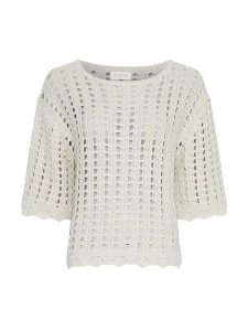 MOSS COPENHAGEN Sweter "Fairyn" w kolorze kremowym rozmiar: M/L. Brązowe swetry oversize Moss Copenhagen, l, bez wzorów, z bawełny, bez ramiączek. Za 193,70 zł.