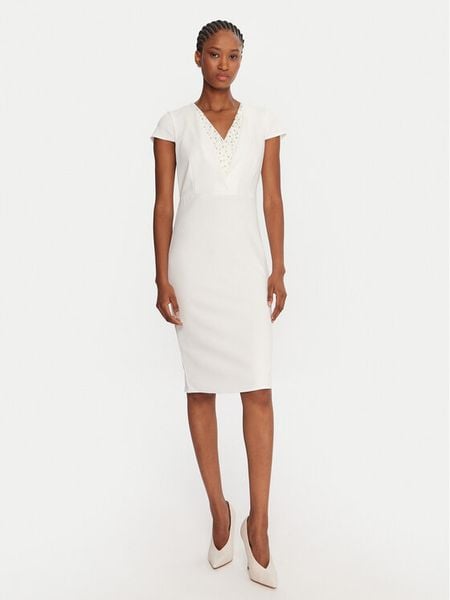 Rinascimento Sukienka koktajlowa CFC0125515003 Biały Slim Fit. Białe kombinezony Rinascimento, s, bez wzorów, z syntetyku, wizytowe, bez kołnierzyka, bez ramiączek. Za 439,99 zł.