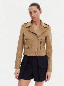 Morgan Kurtka z imitacji skóry 241-GOUSMI Beżowy Regular Fit. Brązowe kurtki Morgan, bez wzorów, ze skóry, bez kaptura. Za 239,99 zł.