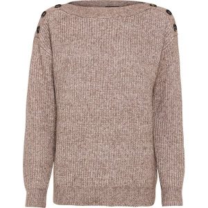Sweter oversize z guzikami. Brązowe swetry klasyczne bonprix, bez kołnierzyka. Za 117,99 zł.