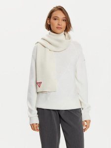 Guess Szalik AW5235 VIS03 Biały. Białe rękawiczki Guess, z aplikacjami, z materiału. Za 269,99 zł.