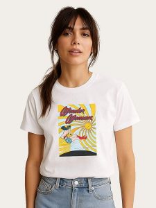 WOOOP Koszulka "Wonder Woman Flying" w kolorze białym rozmiar: XL. Białe bluzki Wooop, xl, bez wzorów, z bawełny, bez kołnierzyka, bez ramiączek. Za 56,99 zł.