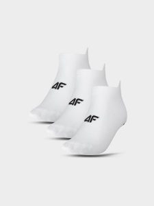 4F Skarpetki treningowe przed kostkę (3-pack) damskie - białe 39-42. Białe skarpetki 4f, bez wzorów, z elastanu. Za 44,99 zł.
