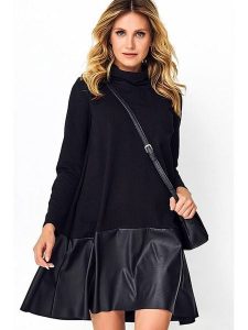 Makadamia Sukienka w kolorze czarnym rozmiar: L/XL. Czarne sukienki Makadamia, l, bez wzorów, ze skóry, bez kołnierzyka, bez ramiączek, maxi, rozkloszowane. Za 135,17 zł.