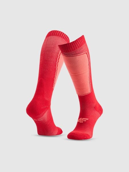 4F Skarpety narciarskie damskie - czerwone 39-42. Czerwone skarpetki 4f, bez wzorów. W wyprzedaży za 69,99 zł.