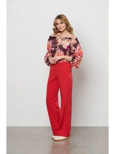 &Co Woman Spodnie "Patrice" w kolorze czerwonym rozmiar: XL. Czerwone spodnie z wysokim stanem &Co Woman, bez wzorów, z materiału, z podwyższonym stanem. Za 140,53 zł.