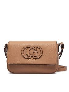 Guess Torebka Isola HWBG99 05210 Beżowy ciemny. Brązowe listonoszki Guess, z aplikacjami, ze skóry, bez dodatków. Za 584,99 zł.