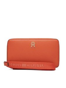 Tommy Hilfiger Portfel Th Logotape Compact Zip Around AW0AW18699 Pomarańczowy. Brązowe portfele TOMMY HILFIGER, bez wzorów, ze skóry. Za 269,99 zł.