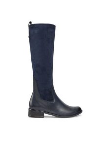 Caprice Kozaki 9-25514-41 Niebieski. Niebieskie kozaki Caprice, bez wzorów, z materiału, bez obcasa, na płaskiej podeszwie, bez zapięcia. Za 519,99 zł.