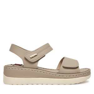Sandały Go Soft. Szare sandały Go Soft, bez wzorów, bez obcasa, na koturnie, bez zapięcia. Za 139,99 zł.