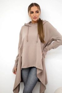 Bluza rozkloszowana u dołu ciemno beżowa. Brązowe bluzy KESI, l, bez wzorów, z bawełny, z kapturem. Za 238,37 zł.