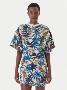 Adidas Sukienka codzienna Farm Rio KD2194 Niebieski Oversize. Niebieskie kombinezony ADIDAS, xl, bez wzorów, z bawełny, bez kołnierzyka, bez ramiączek. Za 239,99 zł.