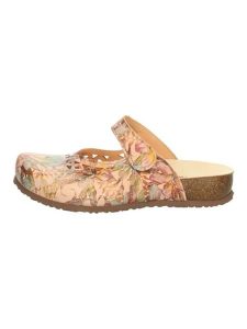 Think! Skórzane klapki "Julia" w kolorze jasnoróżowym ze wzorem rozmiar: 41. Różowe klapki Think, bez wzorów, bez obcasa. Za 126,45 zł.