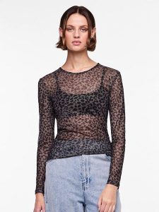 Pieces Koszulka w kolorze szaro-czarnym rozmiar: XL. Czarne bluzki Pieces, xl, bez wzorów, bez kołnierzyka, bez ramiączek. Za 70,24 zł.